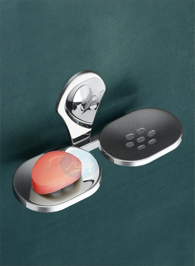 HANDY Stainless Steel Rust Free Classic Dual Soap Case | Double Soap Dish Holder | Round Soap Holder | Bathroom Accessories Soap Case - Image 2